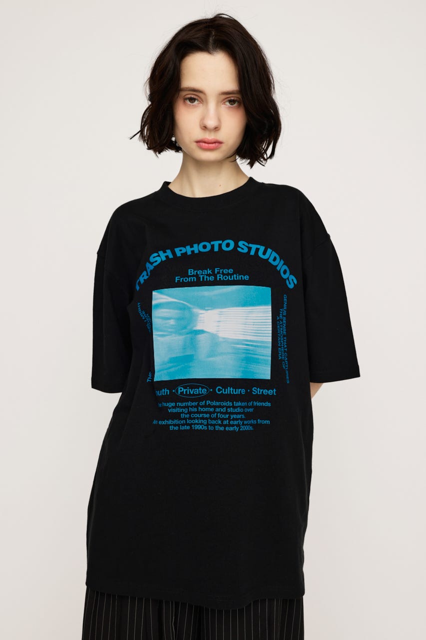 PHOTO LOGO 2SIZE Tシャツ BLK 1