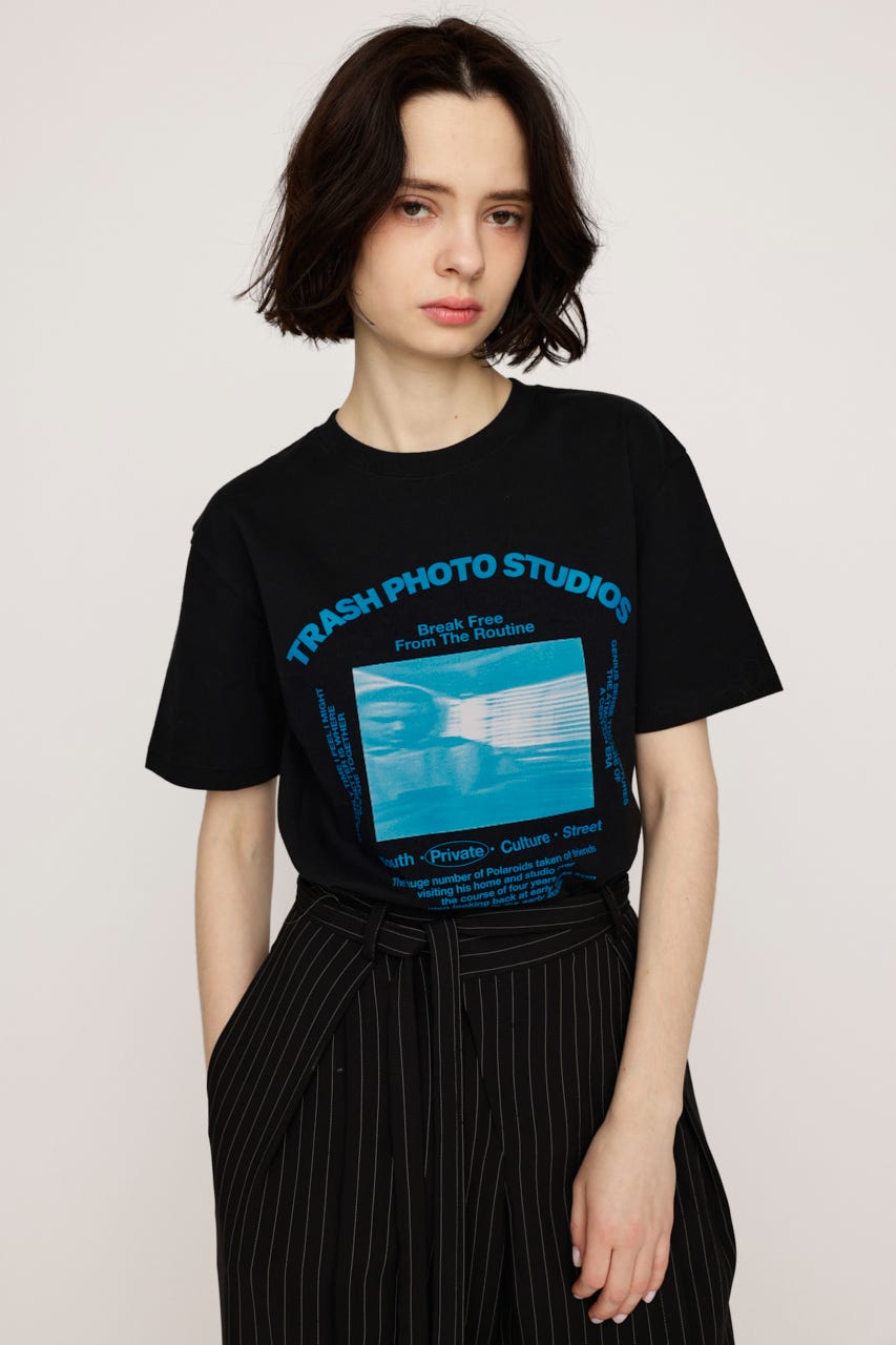 PHOTO LOGO 2SIZE Tシャツ BLK 1