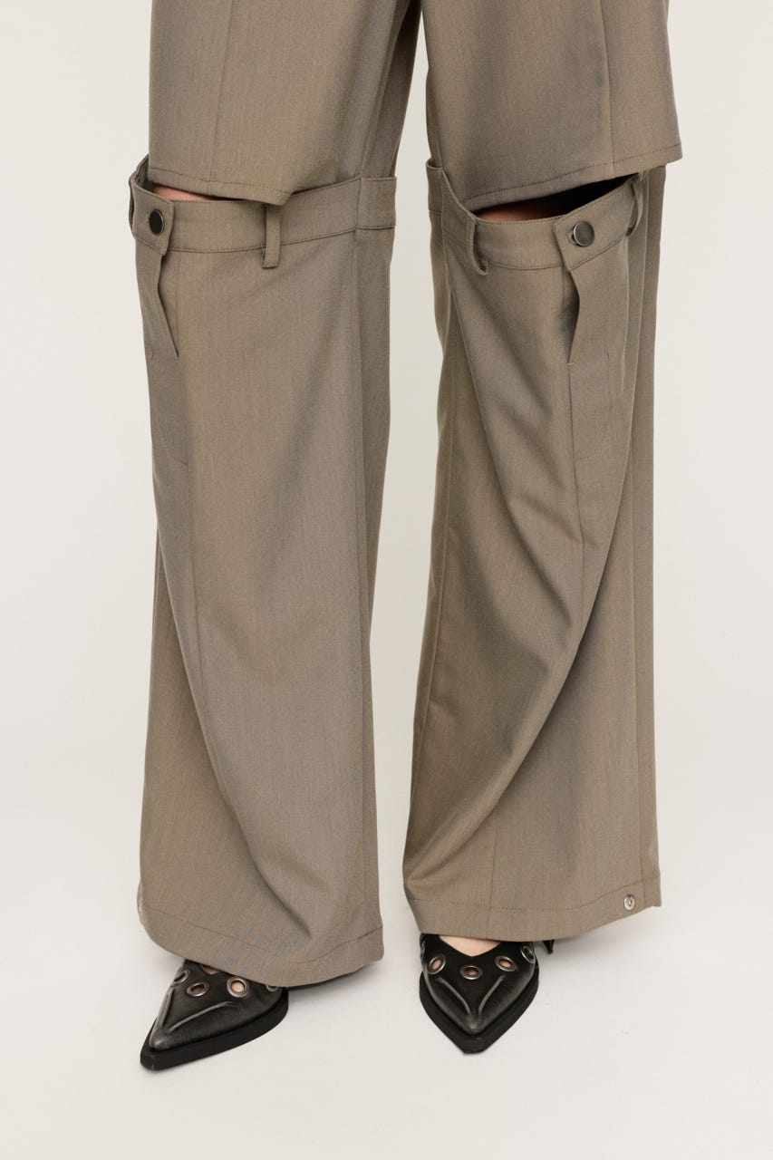 CUT OUT REMAKE STRAIGHT パンツ GREIGE 2