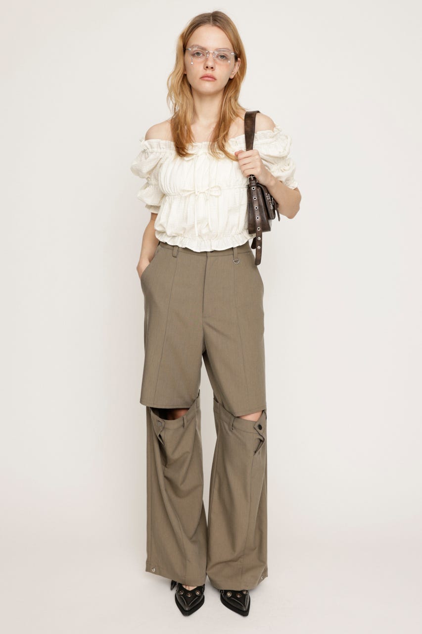 CUT OUT REMAKE STRAIGHT パンツ GREIGE 2