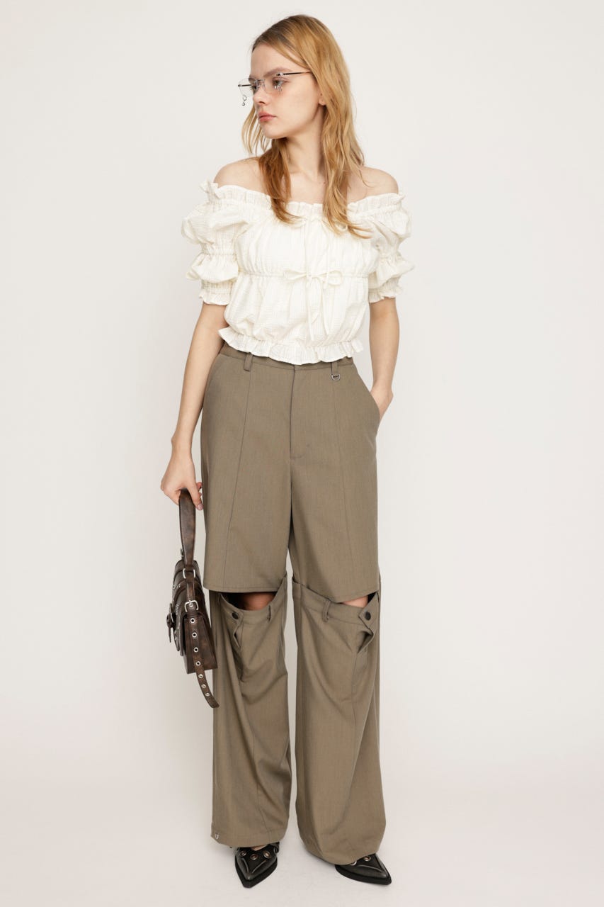 CUT OUT REMAKE STRAIGHT パンツ GREIGE 2