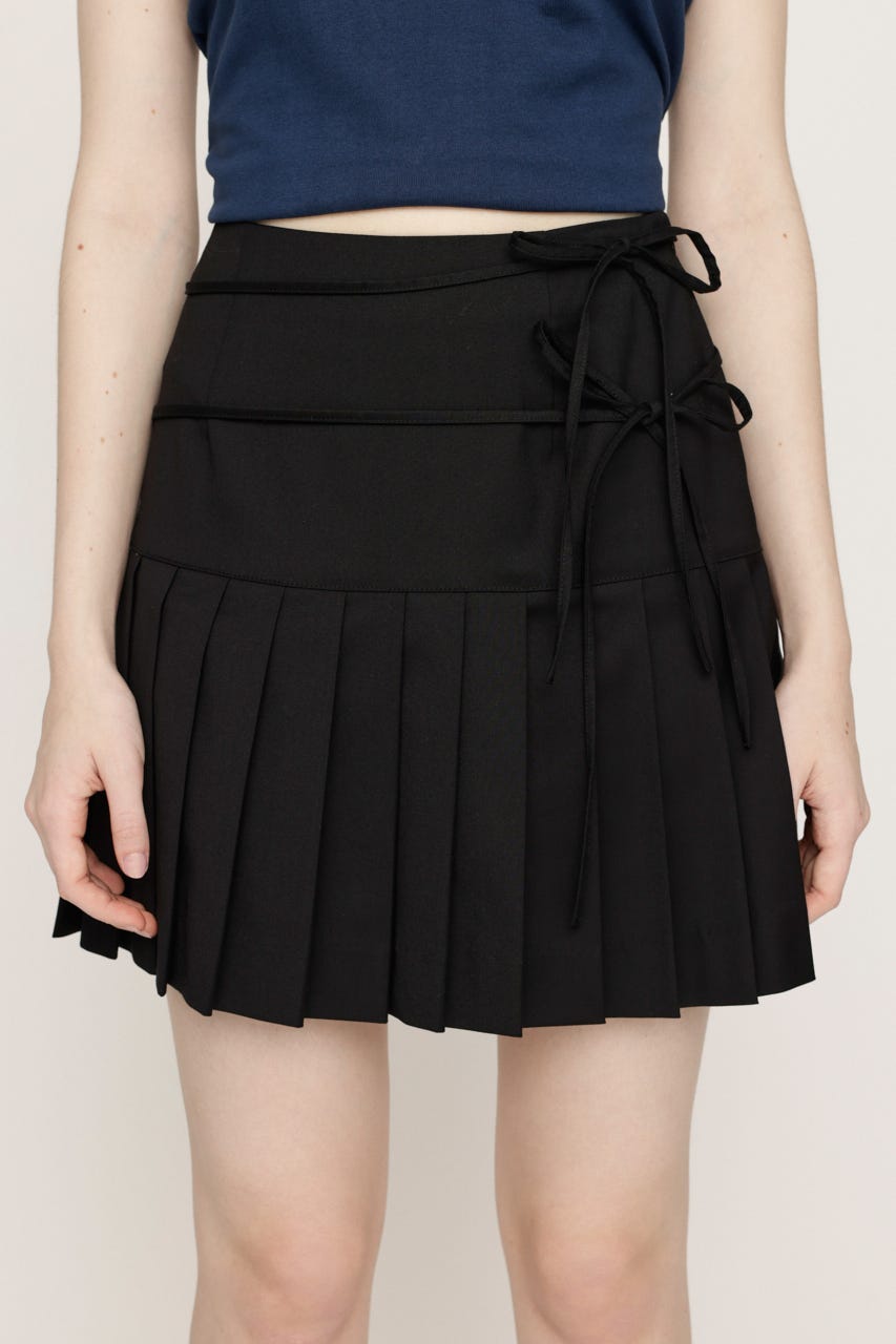 DOUBLE RIBBON PLEATS スカート BLK 1