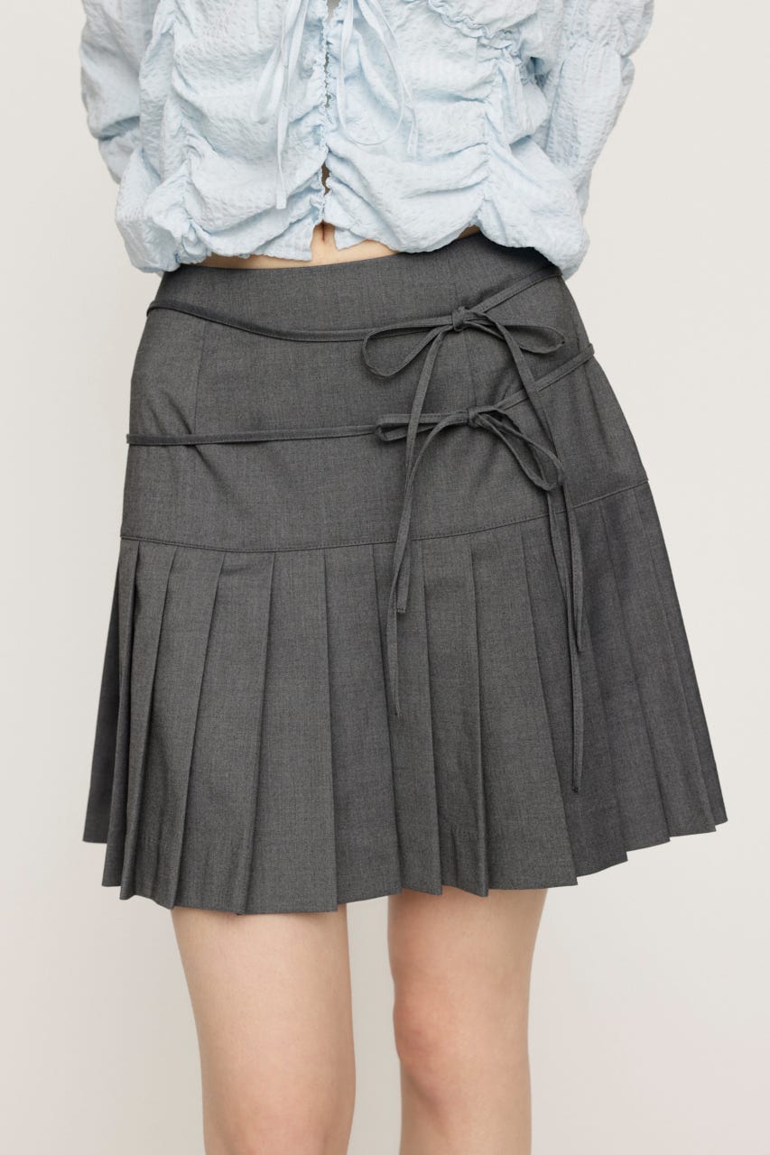 DOUBLE RIBBON PLEATS スカート T.GRY 0