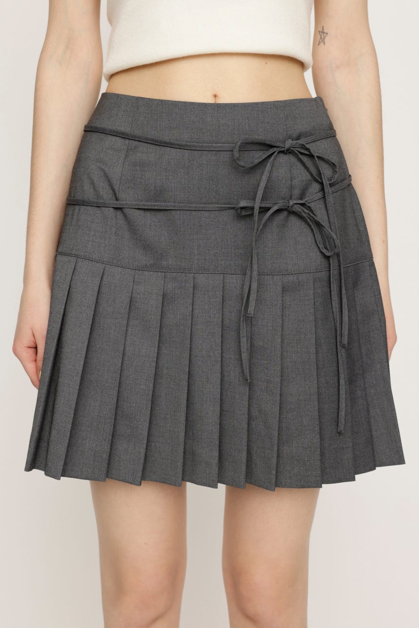 DOUBLE RIBBON PLEATS スカート T.GRY 0