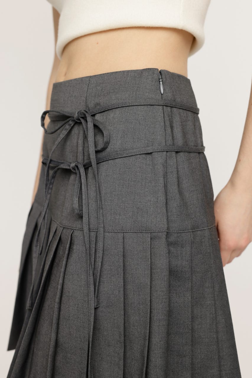 DOUBLE RIBBON PLEATS スカート T.GRY 0