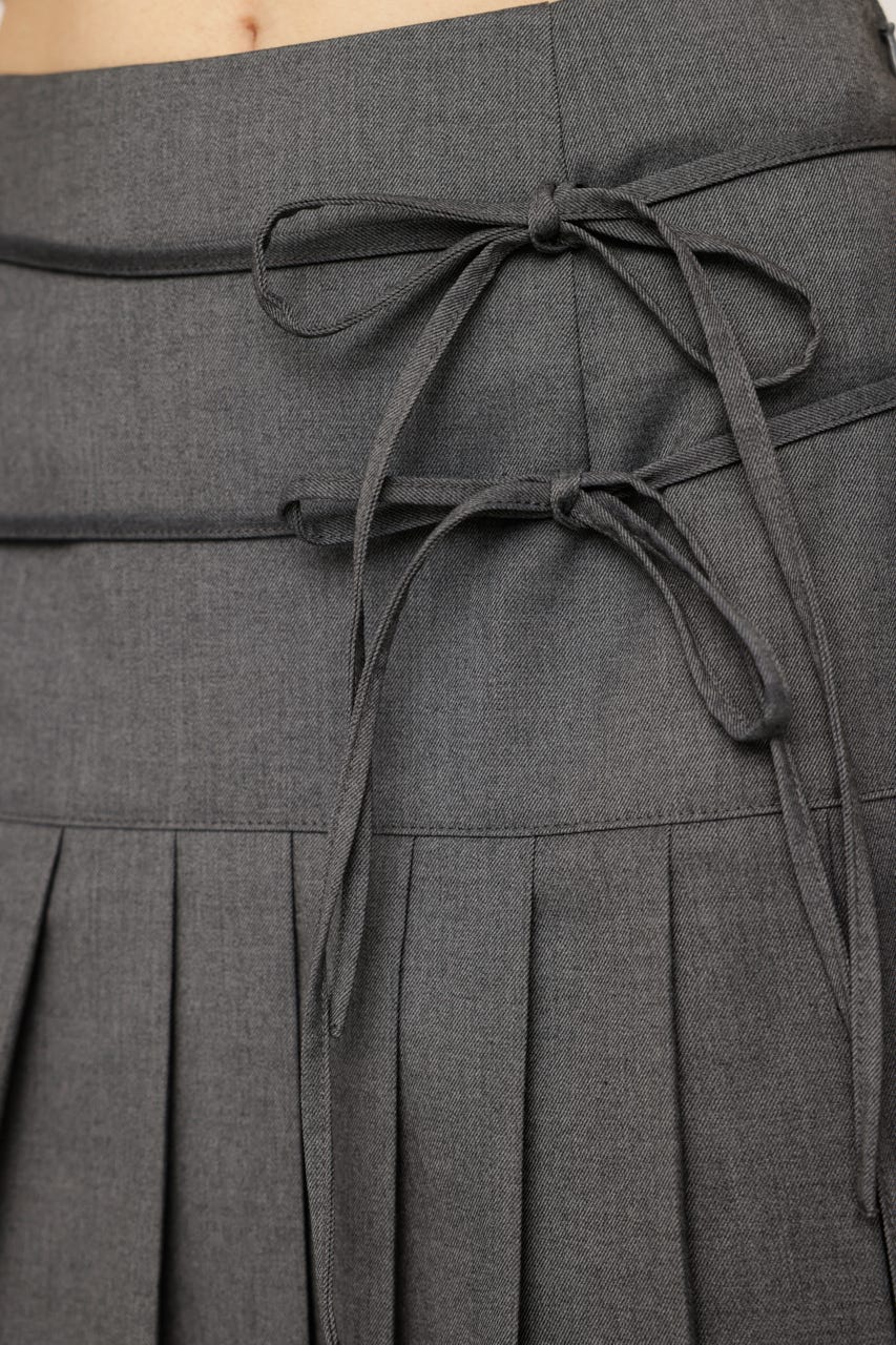 DOUBLE RIBBON PLEATS スカート T.GRY 0