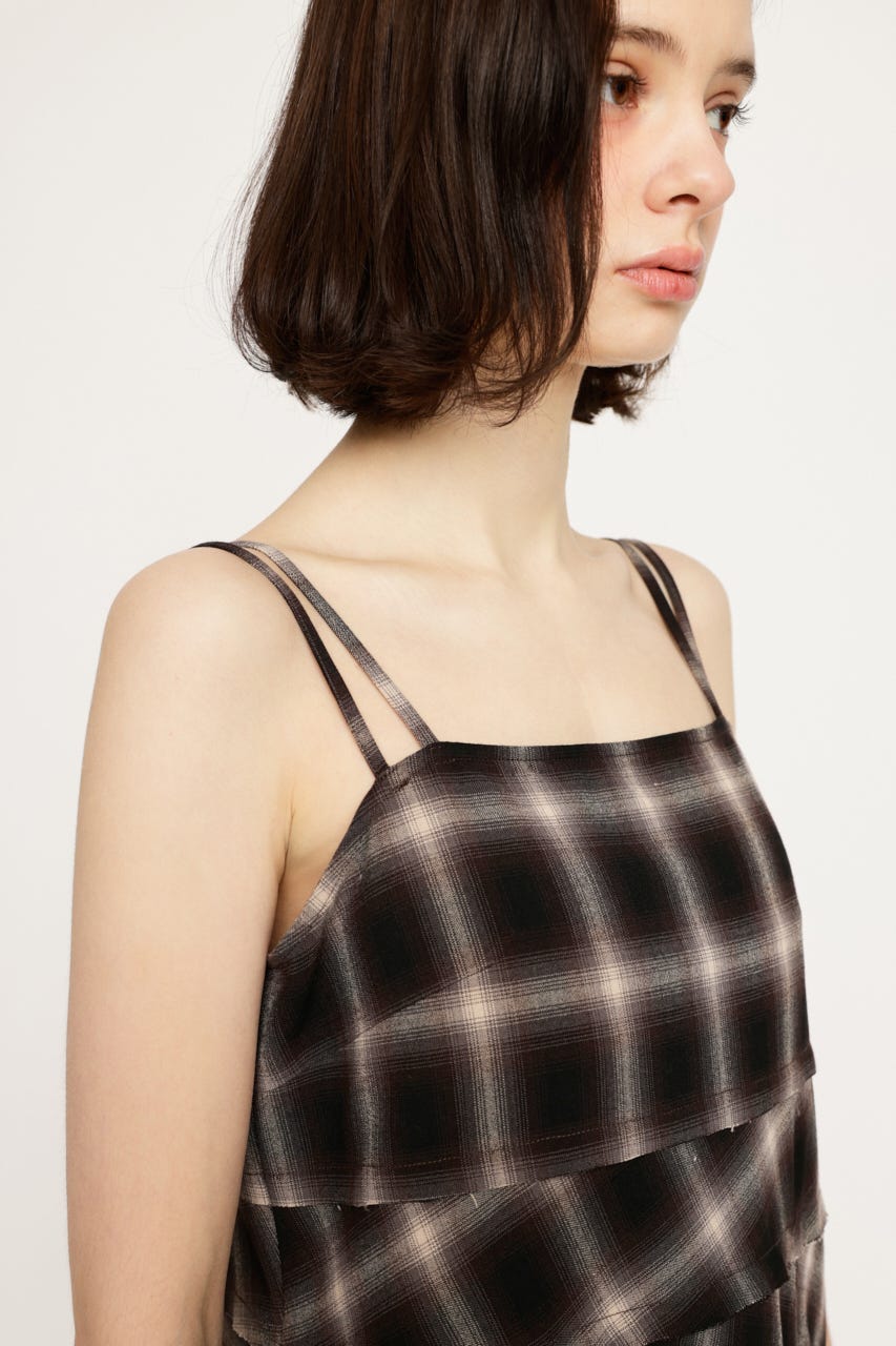 ASYMMETRY HEM CHECK ワンピース M/BRN FREE