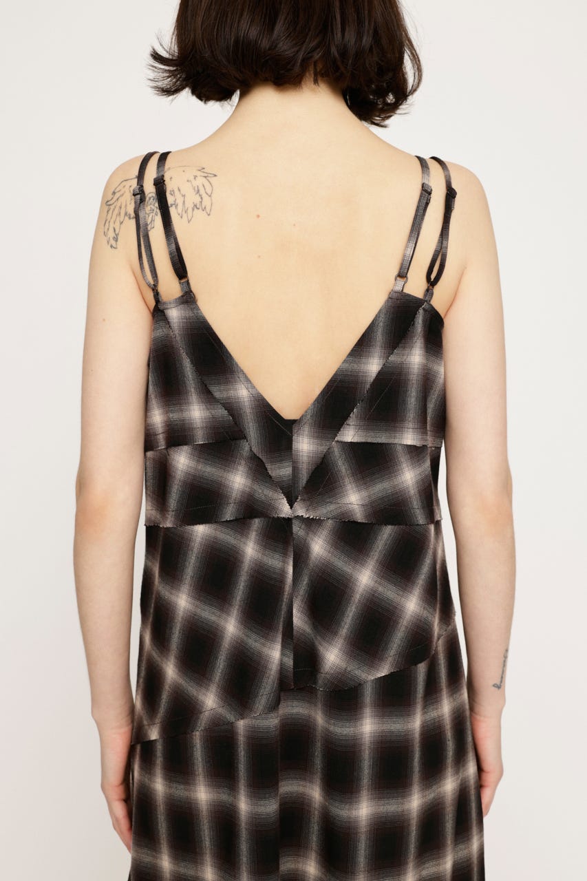 ASYMMETRY HEM CHECK ワンピース M/BRN FREE