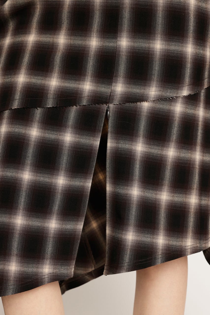 ASYMMETRY HEM CHECK ワンピース M/BRN FREE
