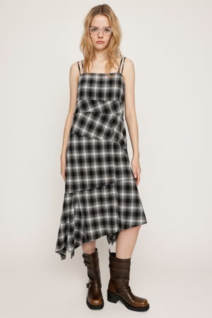 ASYMMETRY HEM CHECK ワンピース