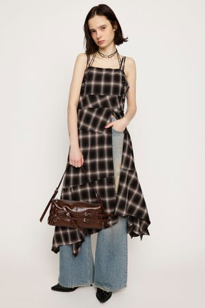 ASYMMETRY HEM CHECK ワンピース