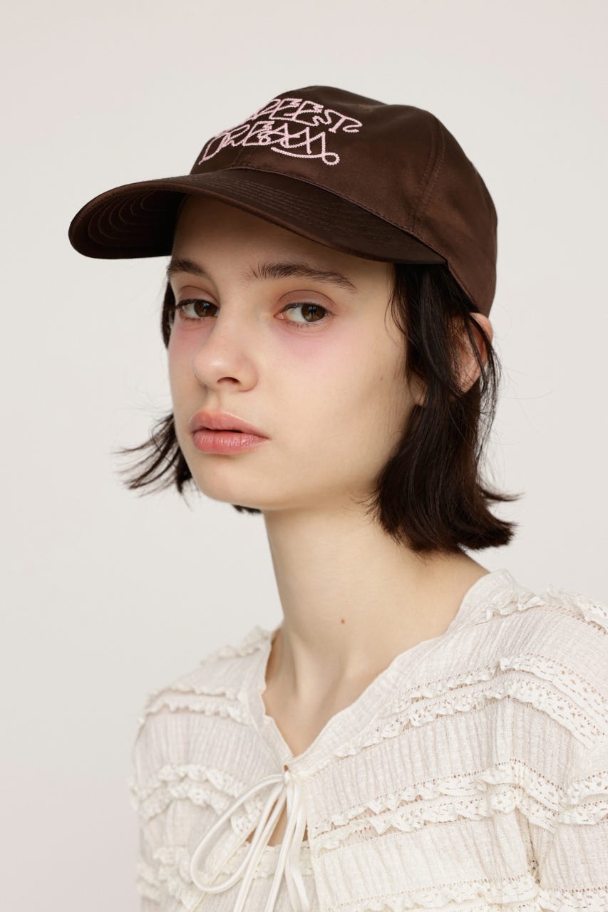 FRONT LOGO SATIN キャップ BRN FREE