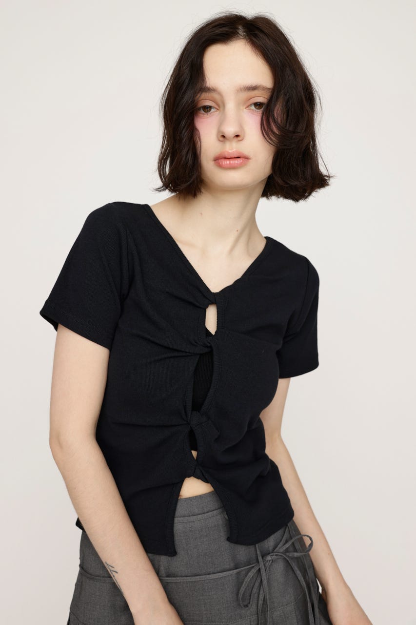 2WAY HOLE CUT トップス BLK FREE