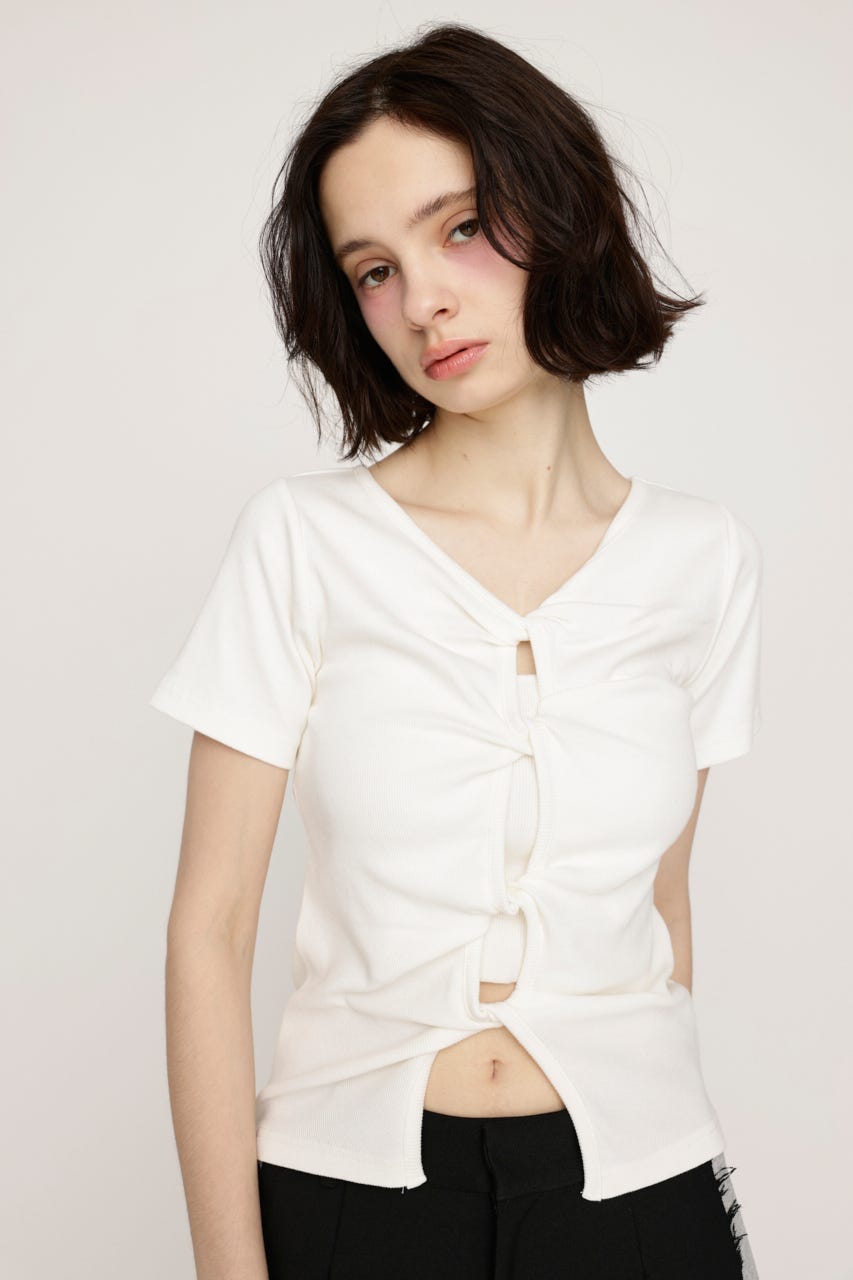 2WAY HOLE CUT トップス O/WHT FREE