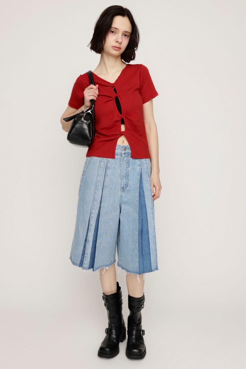 2WAY HOLE CUT トップス RED FREE