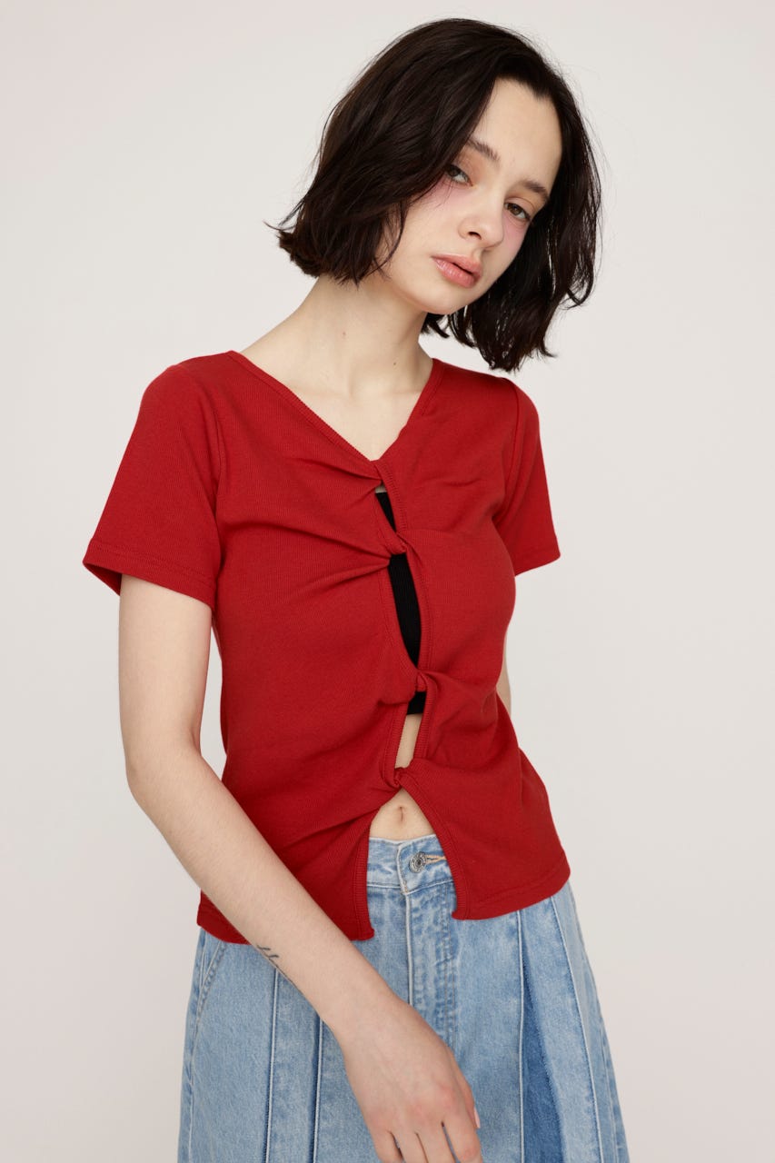 2WAY HOLE CUT トップス RED FREE