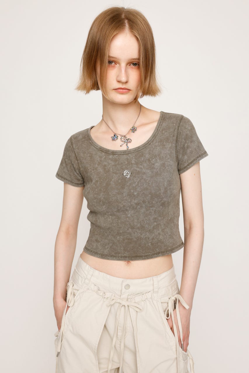 SLY | AGING LOGO CUT トップス (Tシャツ・カットソー(半袖
