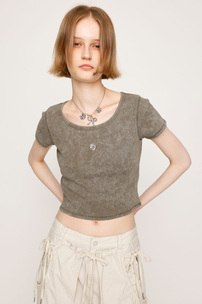 SLY | AGING LOGO CUT トップス (Tシャツ・カットソー(半袖