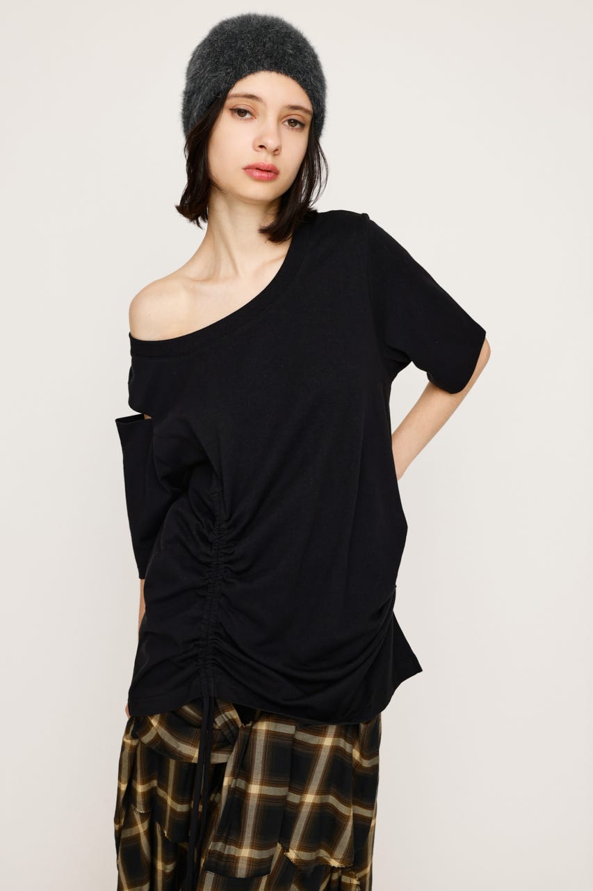 SLY | ONE SHOULDER SHIRRING トップス (Tシャツ・カットソー
