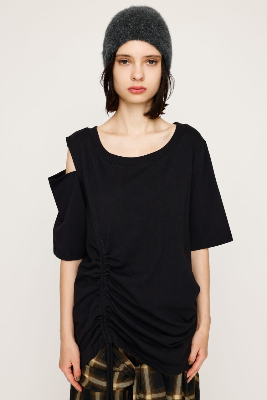 SHOULDER FRILLS トップス BLK 新品 SLY | OPEN SHOULDER CUT ショートワンピース (ワンピース(ミニ