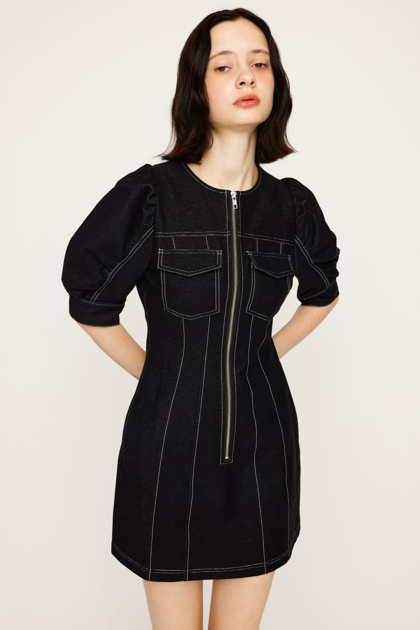 【在庫限り】SLY ノースリーブ　ミニ　ワンピース　シンプル　黒　人気　完売 SLY | BICOLOR STITCH ショートワンピース (ワンピース(ミニ