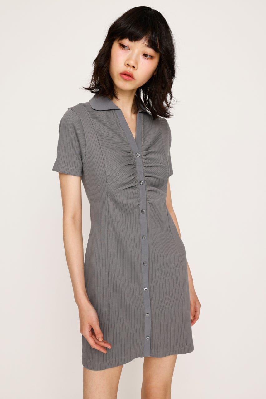 meltthelady gather drawstring mini dress ワンピース