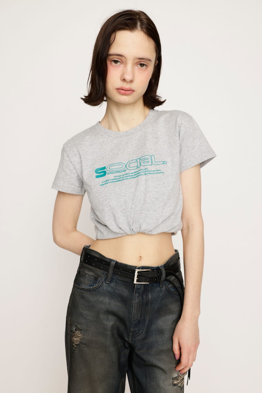 CREWNECK PRINT Tシャツ T.GRY FREE