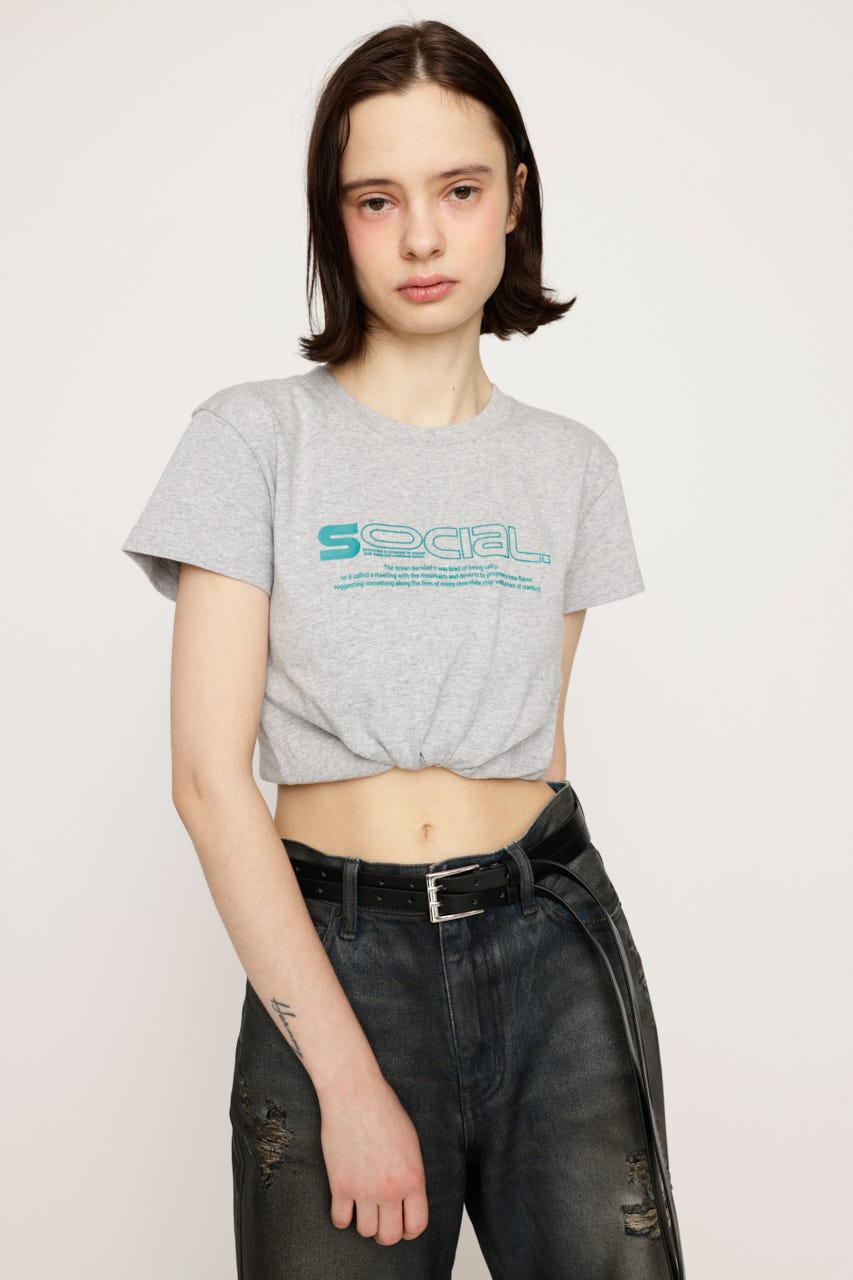CREWNECK PRINT Tシャツ T.GRY FREE