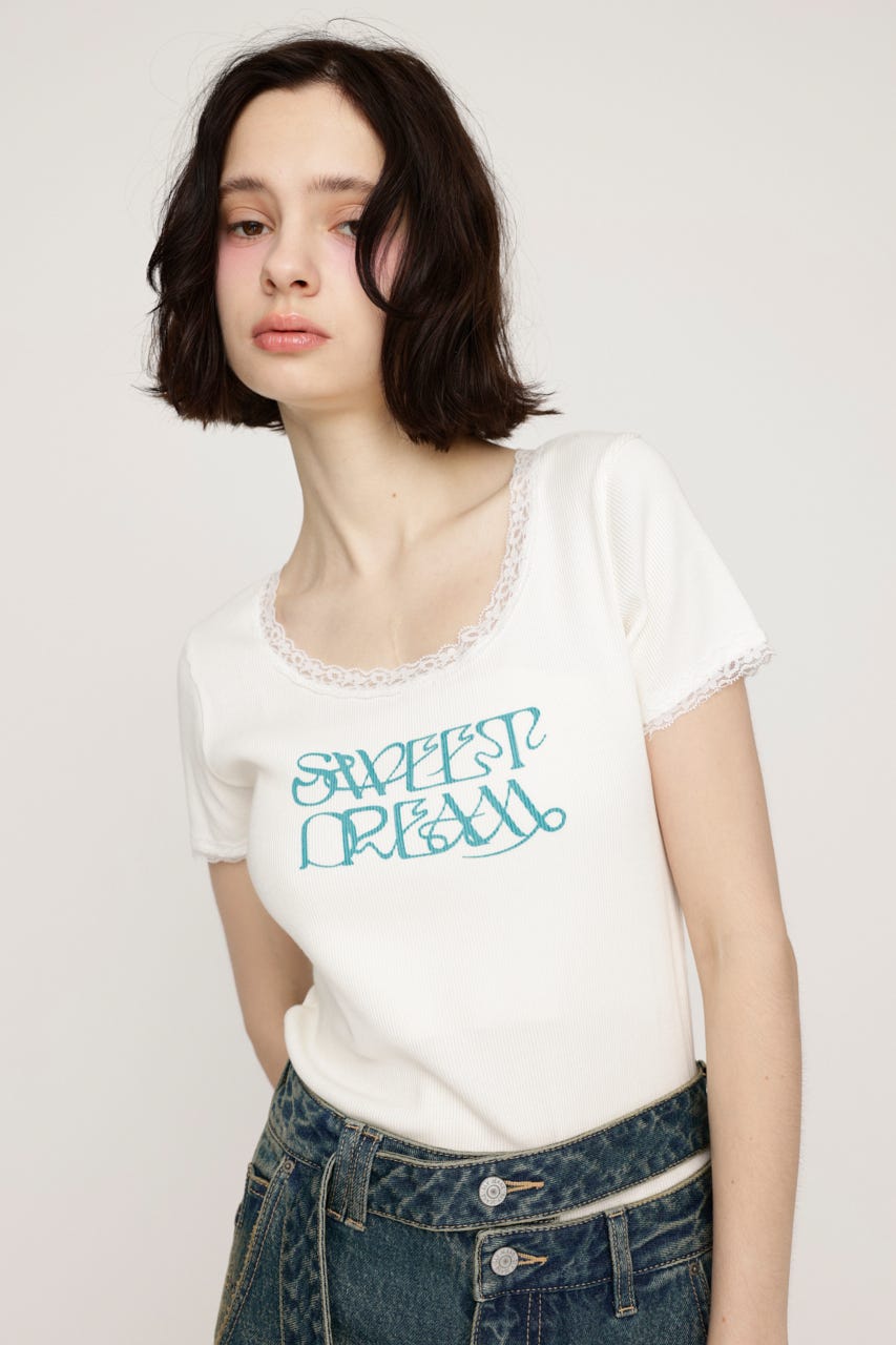 SLY | FRONT LOGO RIB トップス (Tシャツ・カットソー(半袖