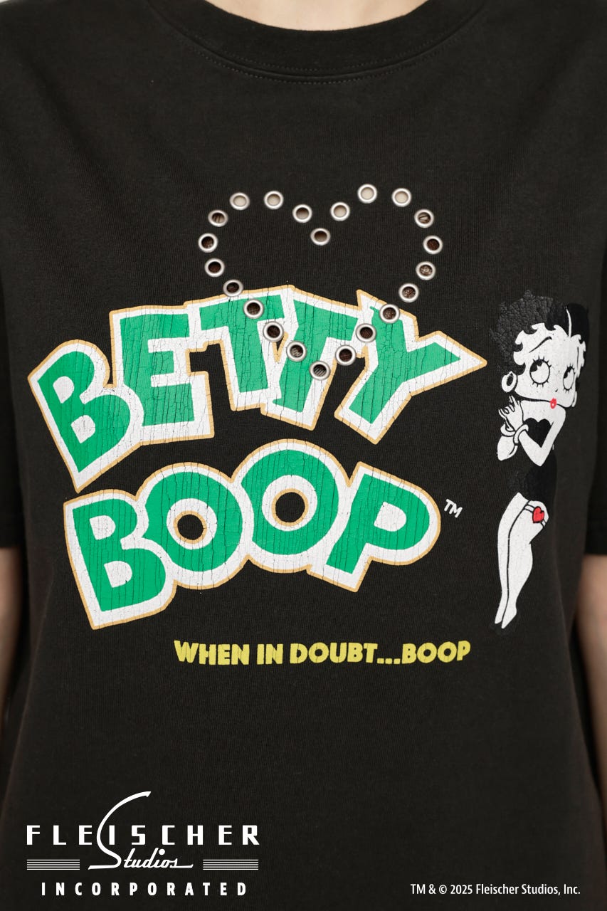 Betty Boop x SLY EYELET Tシャツ L/BLK FREE