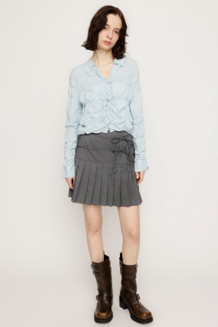 SHIRRING SKIPPER RIBBON シャツ L/BLU FREE