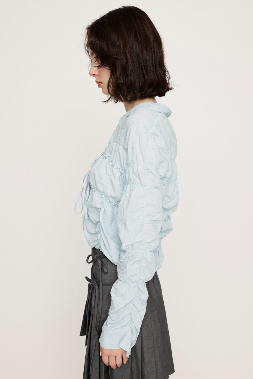 SHIRRING SKIPPER RIBBON シャツ L/BLU FREE