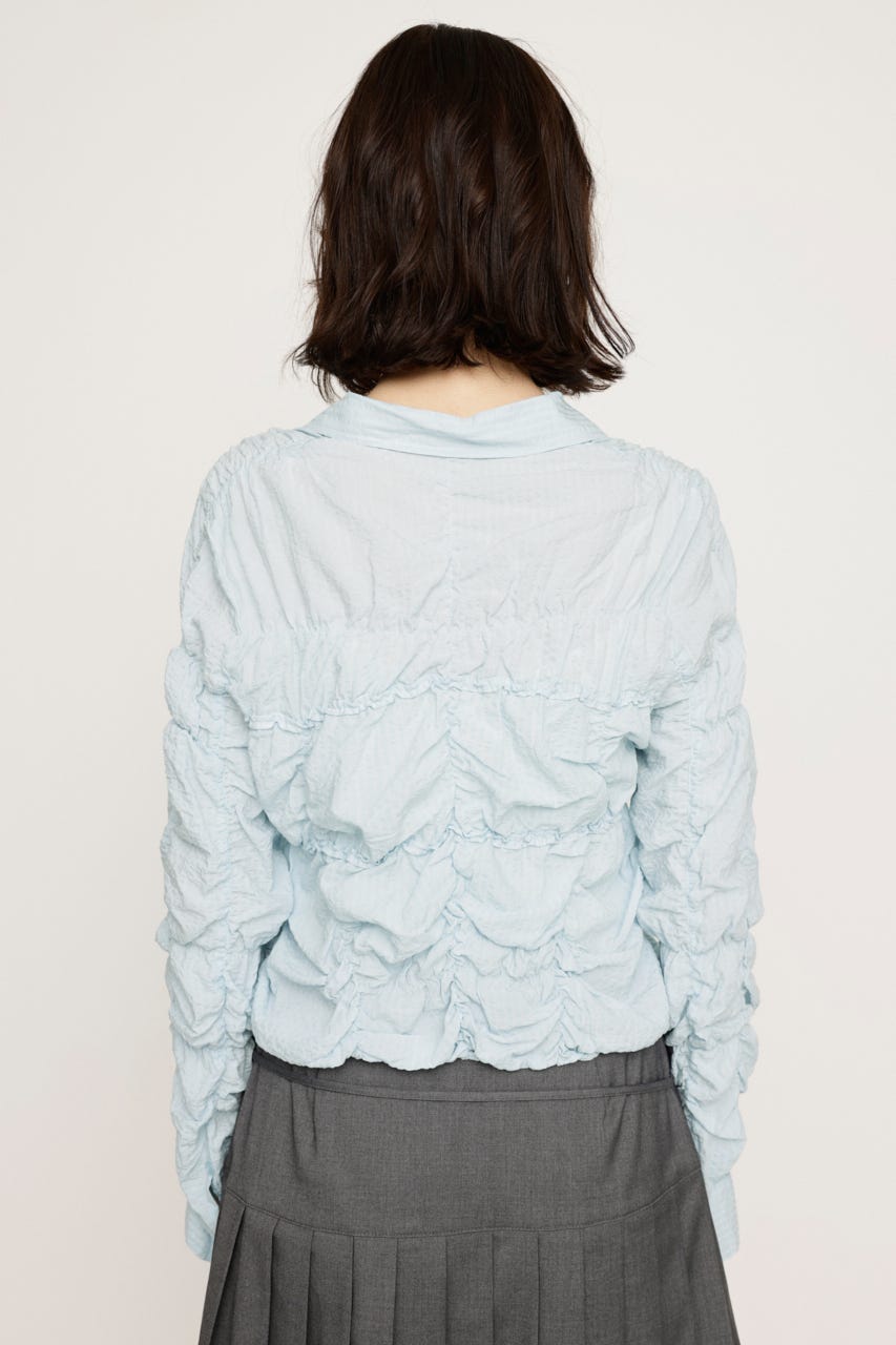 SHIRRING SKIPPER RIBBON シャツ L/BLU FREE