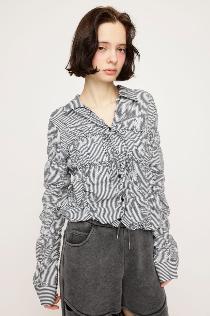 SHIRRING SKIPPER RIBBON シャツ Multi_1 FREE