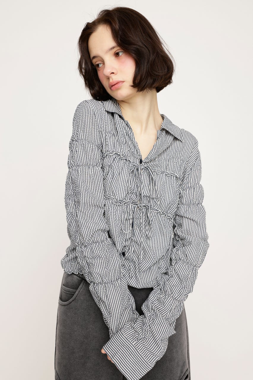 SHIRRING SKIPPER RIBBON シャツ Multi_1 FREE