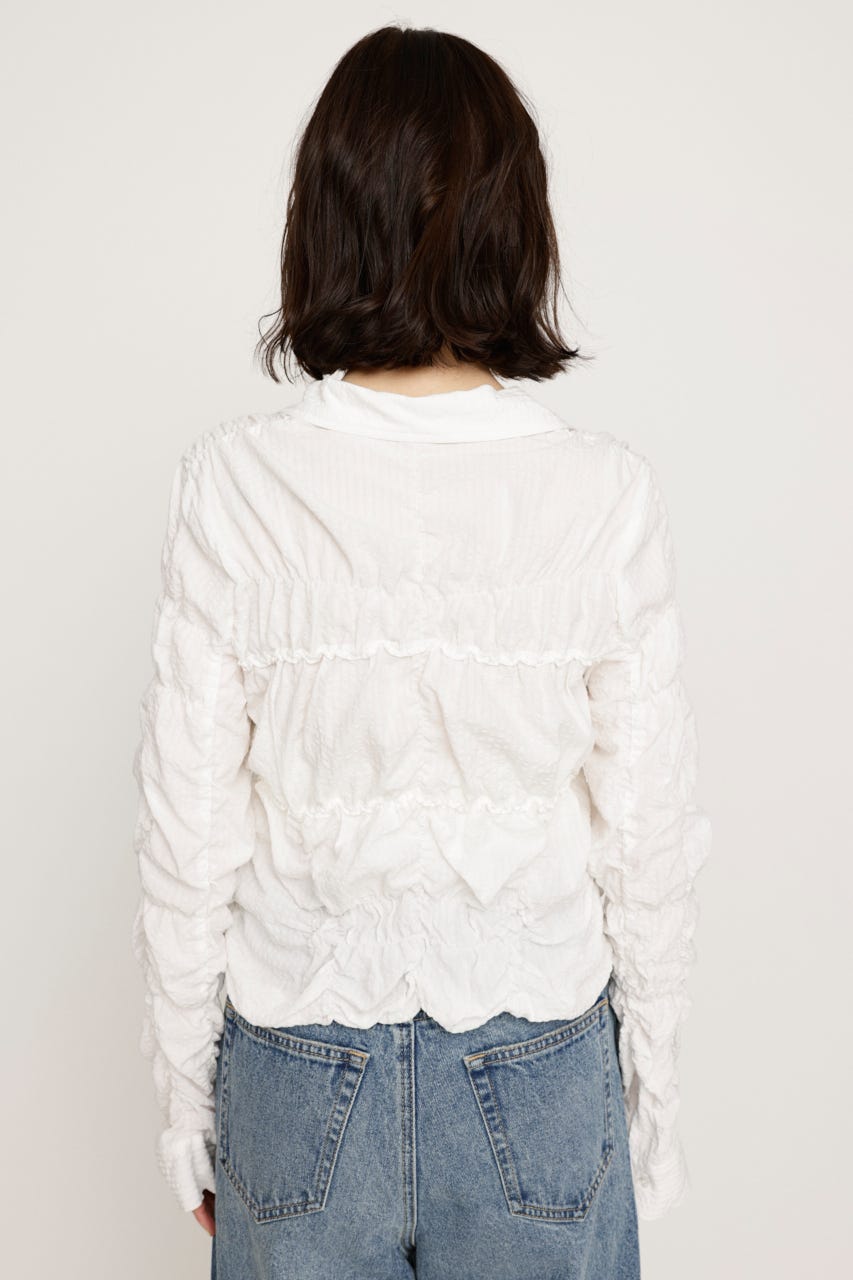 SHIRRING SKIPPER RIBBON シャツ O/WHT FREE