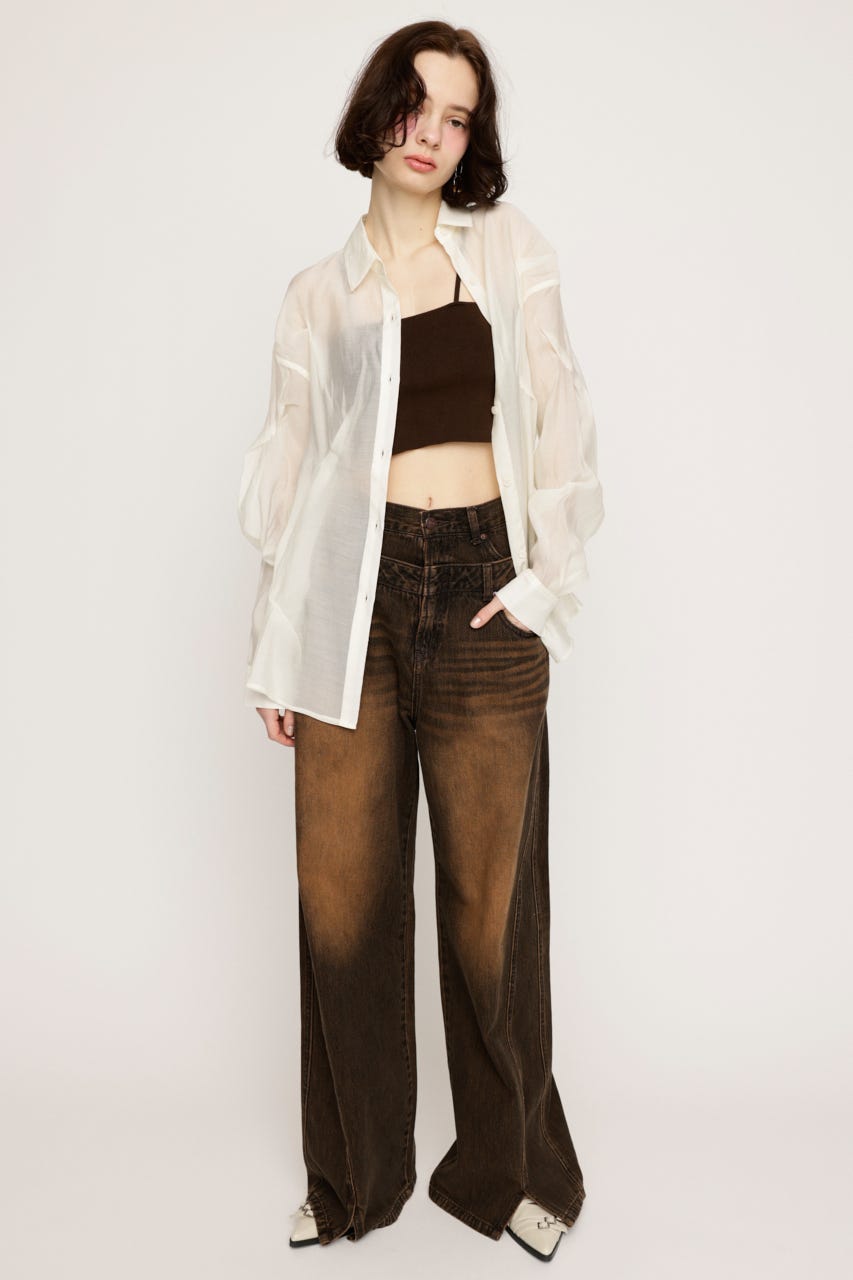 SHEER TUCKED シャツ IVOY FREE