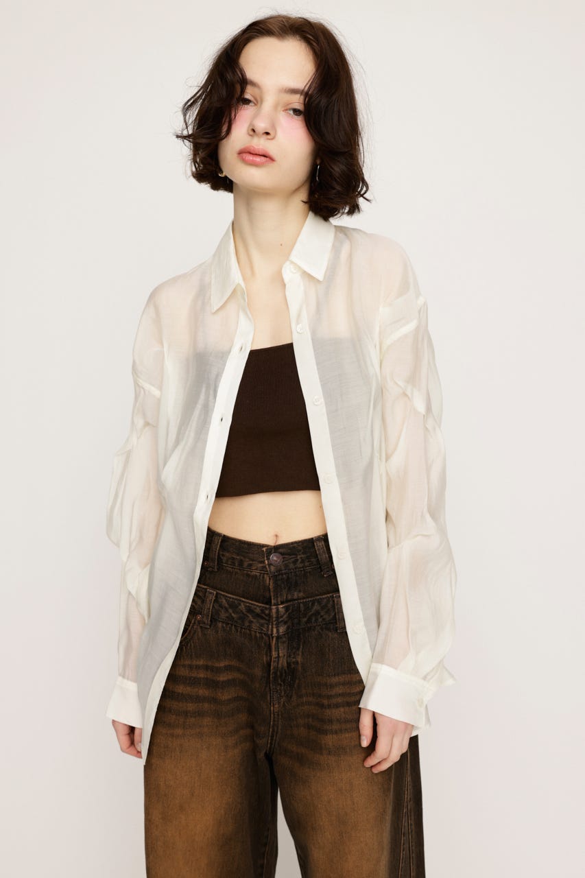 SHEER TUCKED シャツ IVOY FREE