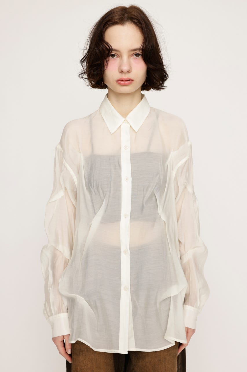 SHEER TUCKED シャツ IVOY FREE
