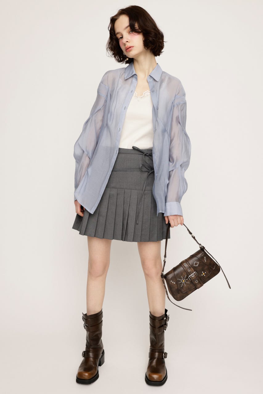 SHEER TUCKED シャツ L/BLU FREE
