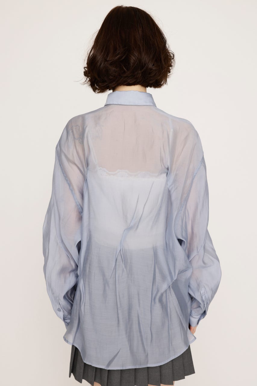 SHEER TUCKED シャツ L/BLU FREE