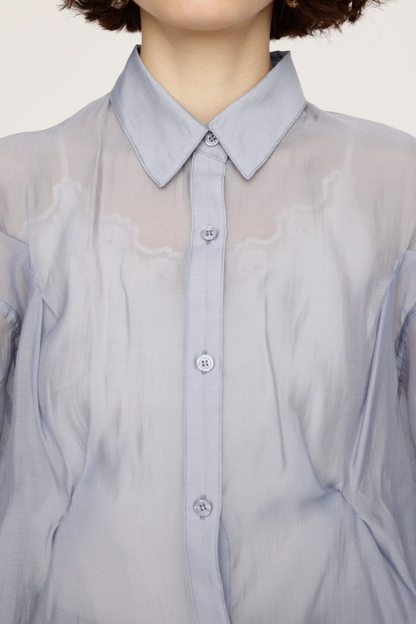 SHEER TUCKED シャツ L/BLU FREE