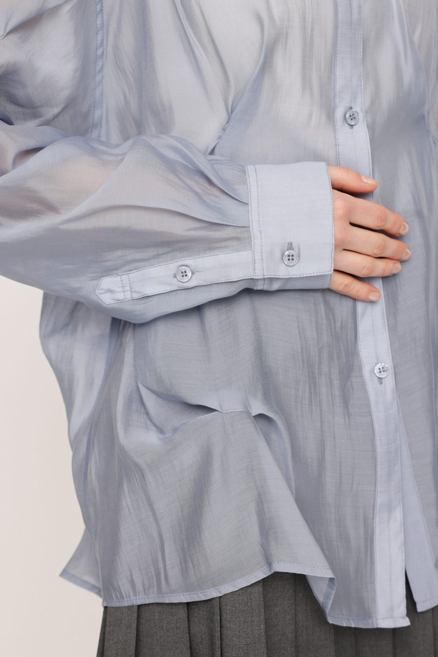 SHEER TUCKED シャツ L/BLU FREE