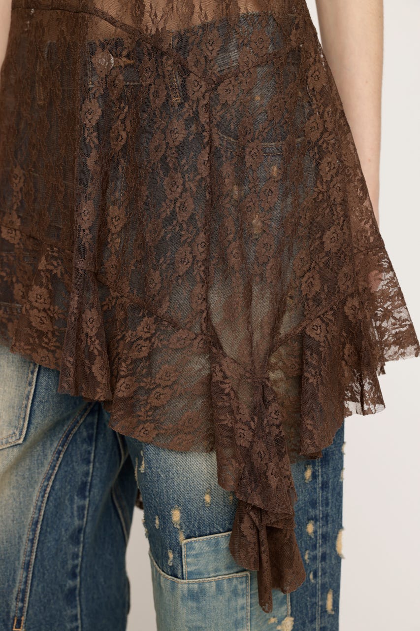 HEM DESIGN LACE FRILL L／トップス BRN FREE