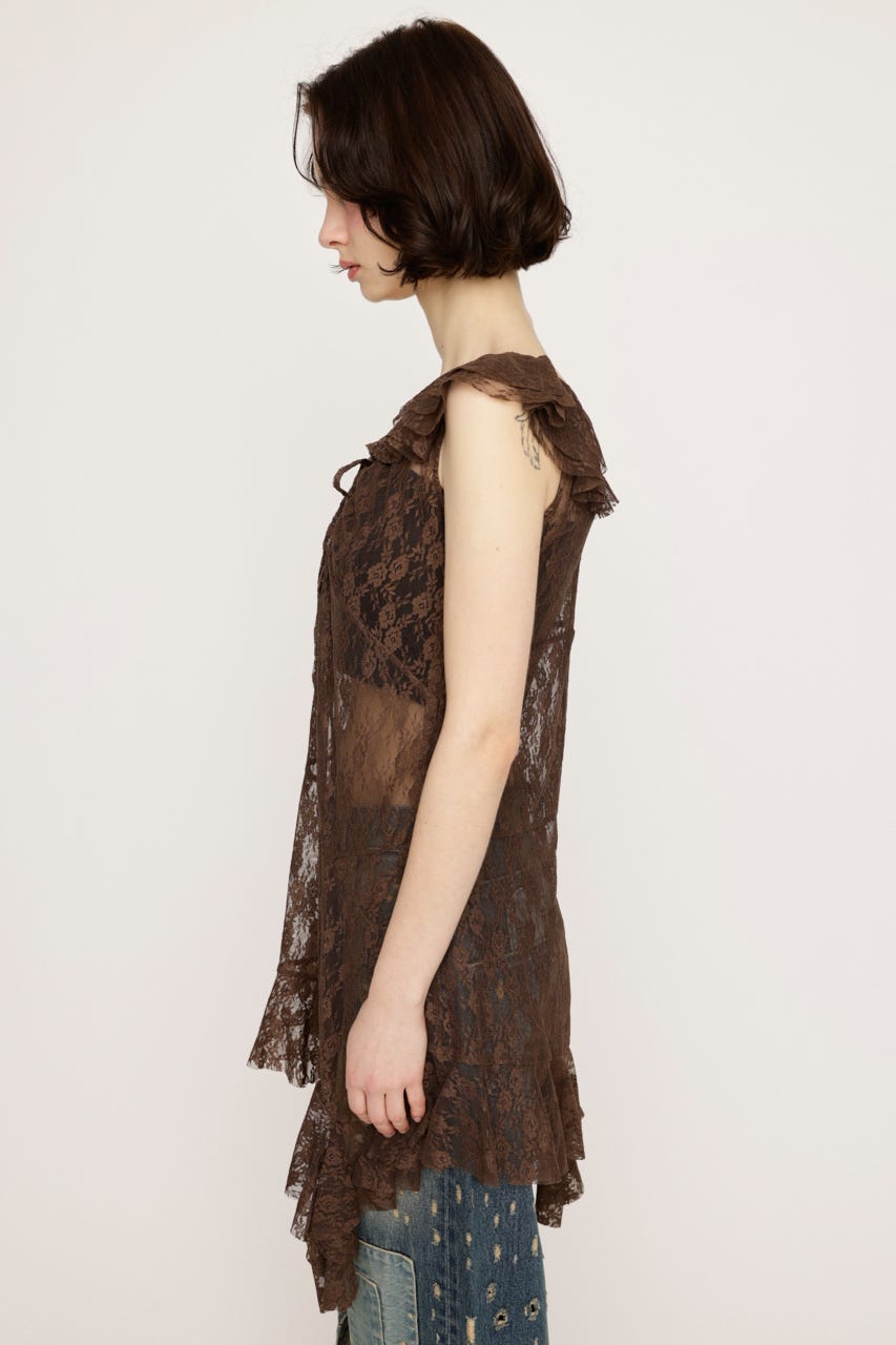 HEM DESIGN LACE FRILL L／トップス BRN FREE