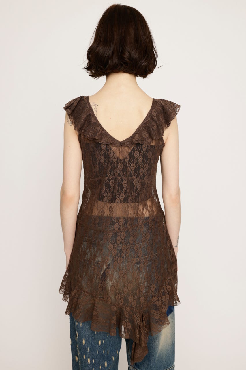 HEM DESIGN LACE FRILL L／トップス BRN FREE