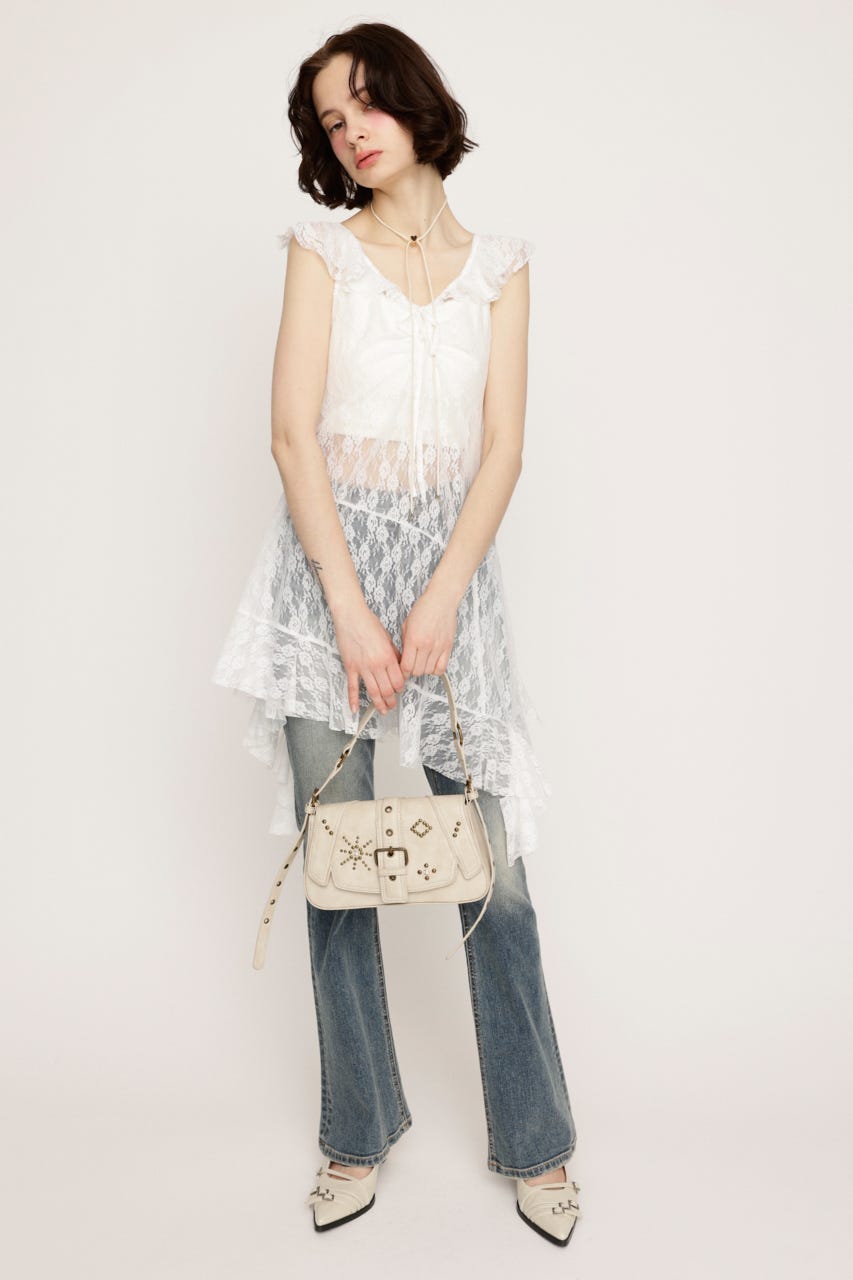 HEM DESIGN LACE FRILL L／トップス WHT FREE