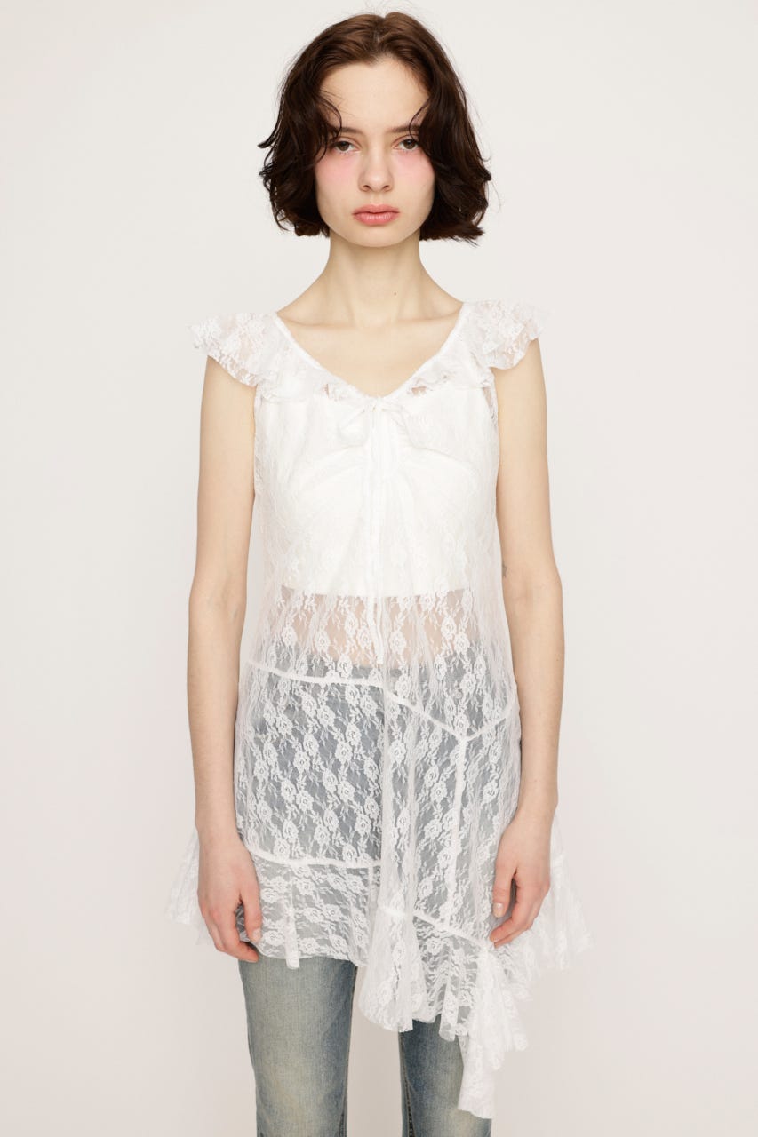 HEM DESIGN LACE FRILL L／トップス WHT FREE