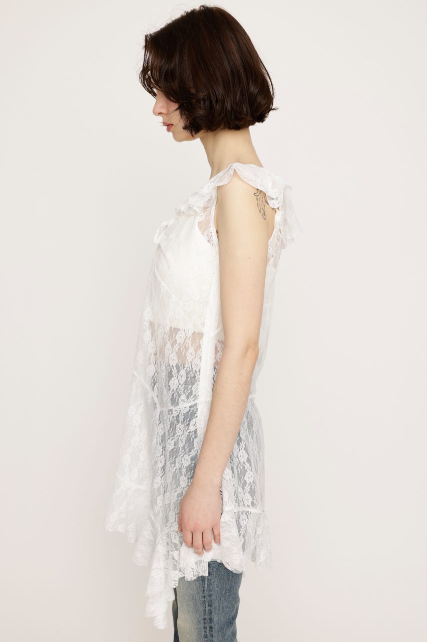 HEM DESIGN LACE FRILL L／トップス WHT FREE