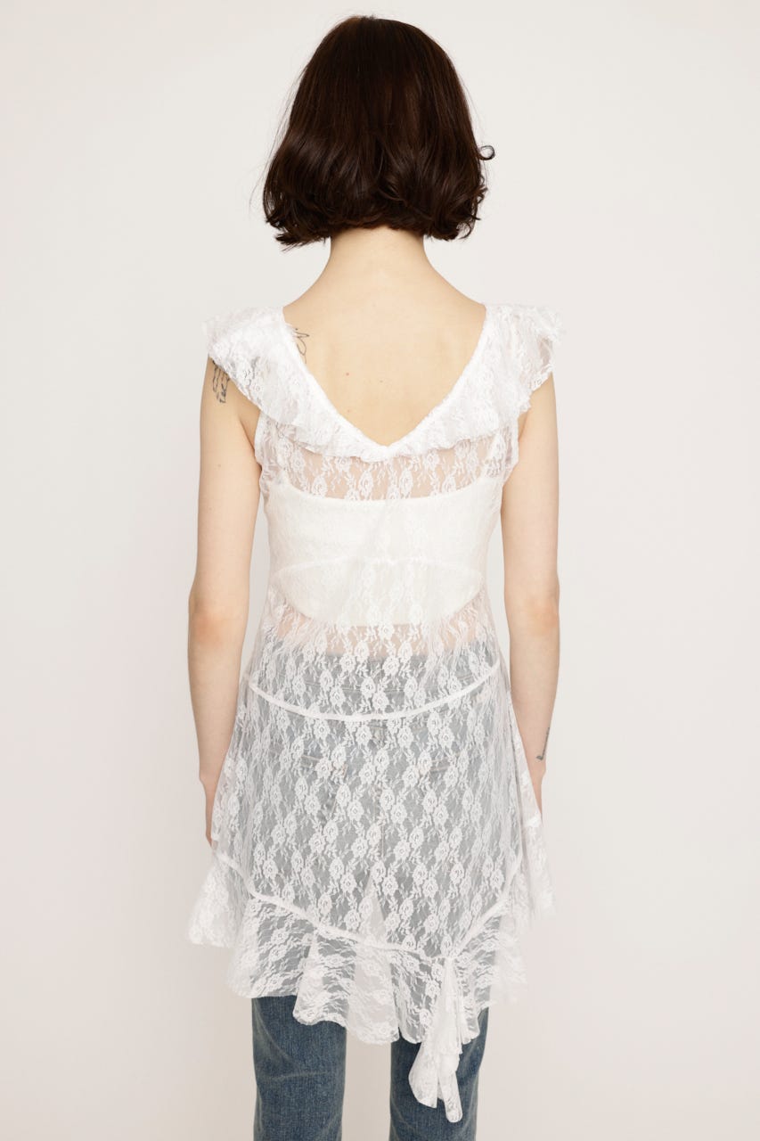 HEM DESIGN LACE FRILL L／トップス WHT FREE
